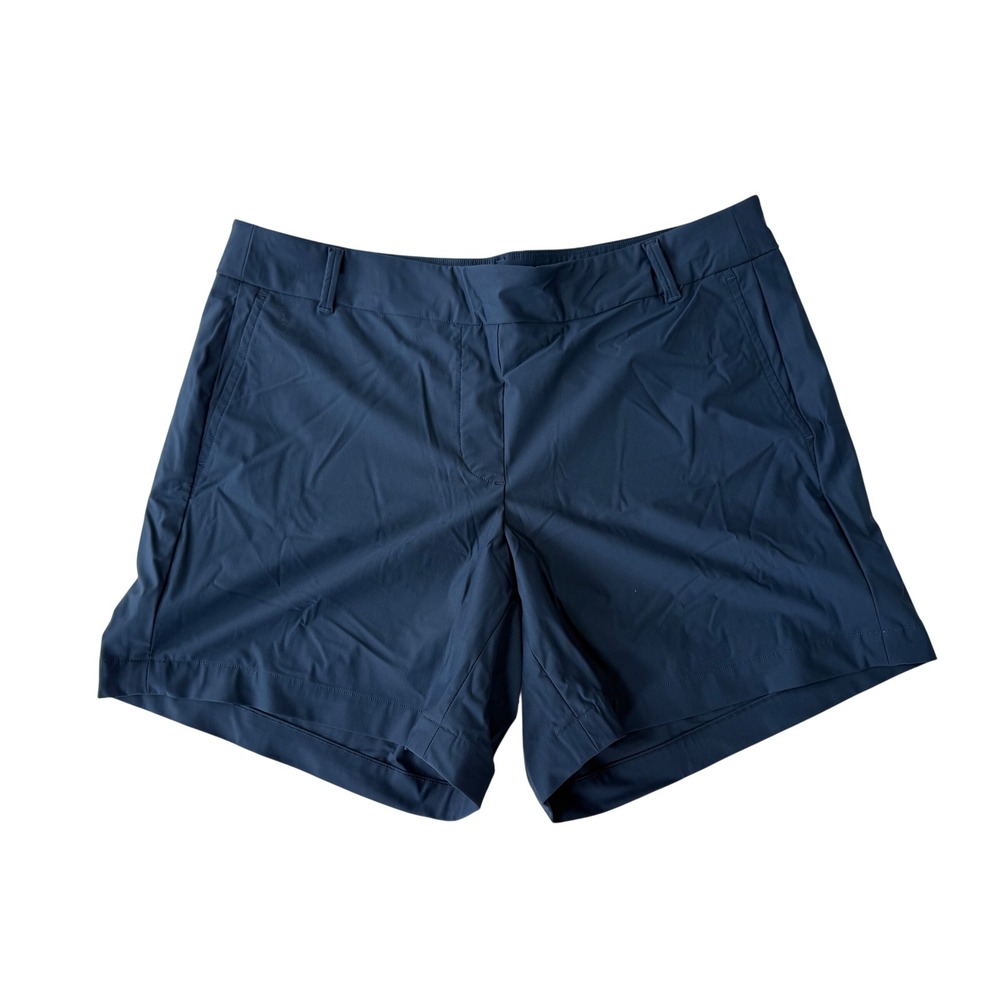 Spanx Sunshine Solutions Shorts Womens L Navy Blue 6" Active Athleisure Athletic